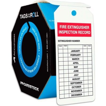 ACCUFORM Accuform Fire Extinguisher Inspection, PF-Cardstock, 250/Roll TAR732